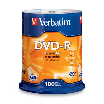 Verbatim 95102 4.7GB DVD-Rs (100-ct Spindle)