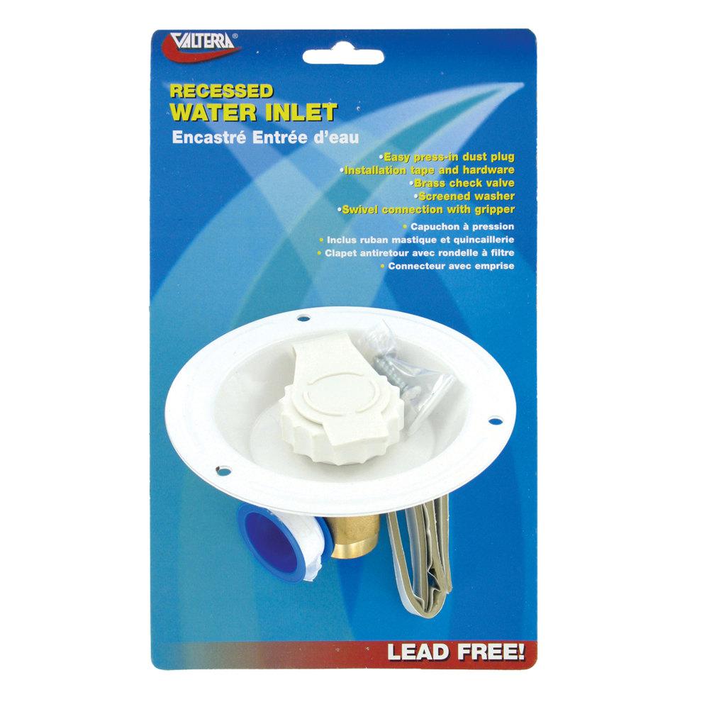 Water Inlet, Metal Recessed Flange, White, Lead-Free, Carded