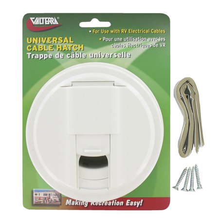 Cable Hatch, Universal Round, White, Carded