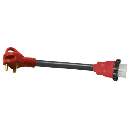 30Am-50Af Detach Adapter Cord W/Handle, 12In, Red, Bulk