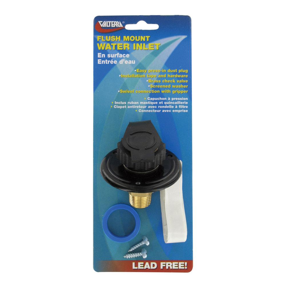 Water Inlet, 2-3/4In Plastic Flange, Black, Lead-Free, Carded