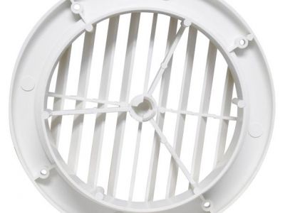 A/C Vent Louvered 5In Plastic, White, Carded