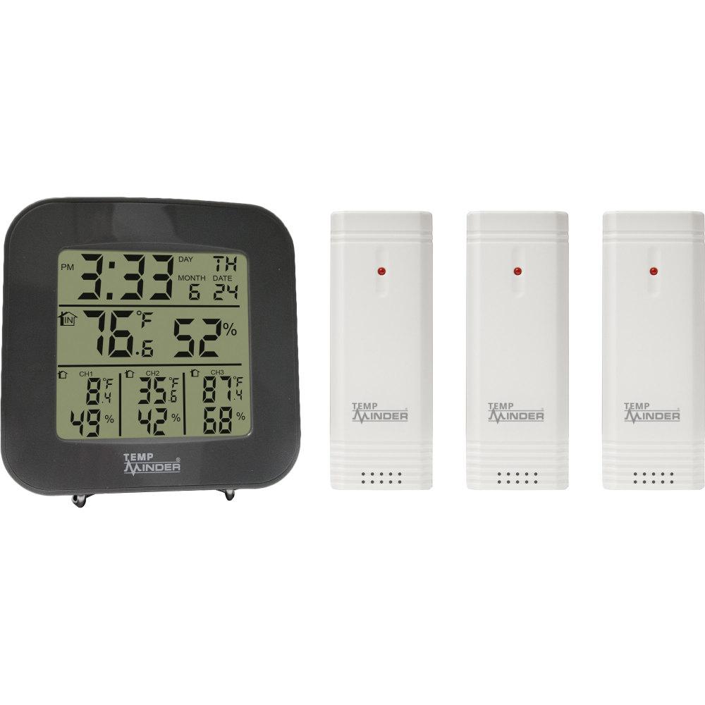 Tempminder 4-Zone Temperature And Humidity Station- 3 Remote Wireless Sensors/Indoor Monitor