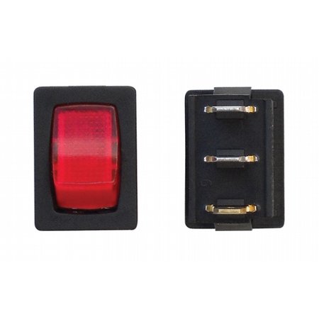 MINI ILLUMINATED ON/OFF SPST  BLACK/RED 1/CARD