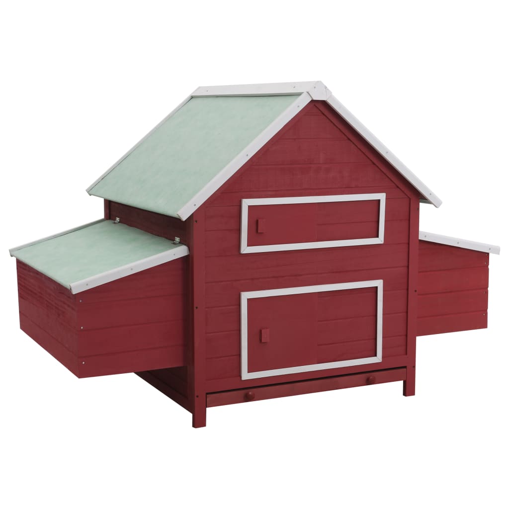 vidaXL Chicken Coop Red 61.8"x38.1"x43.3" Wood