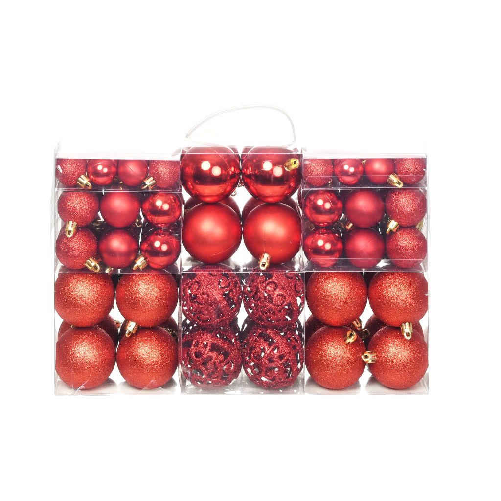 vidaXL 100 Piece Christmas Ball Set 1.2"/1.6"/2.4" Red