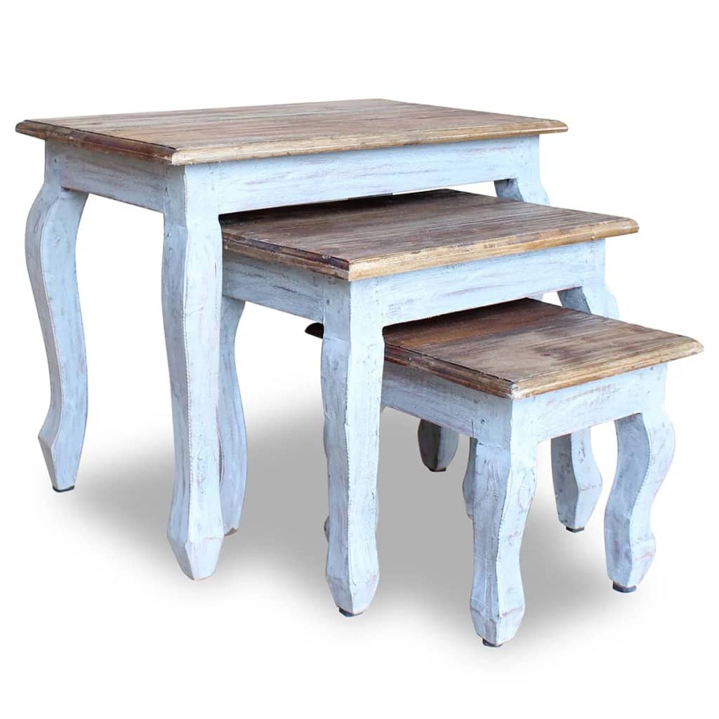 vidaXL Nesting Table Set 3 Pieces Solid Reclaimed Wood