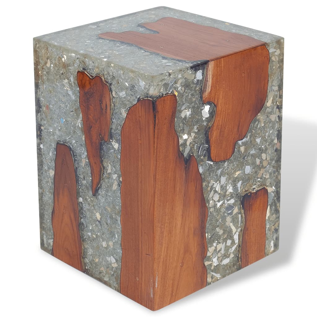 vidaXL Stool Solid Teak Wood and Resin