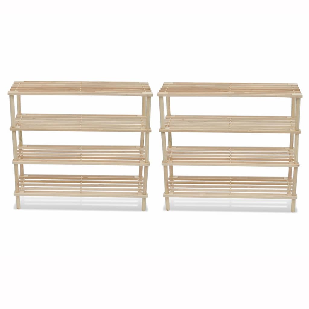 vidaXL 4-Tier Shoe Racks 2 pcs Solid Fir Wood