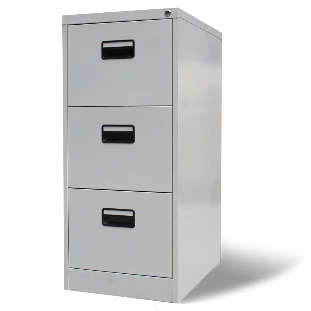 vidaXL File Cabinet with 3 Drawers Gray 40.4" Steel