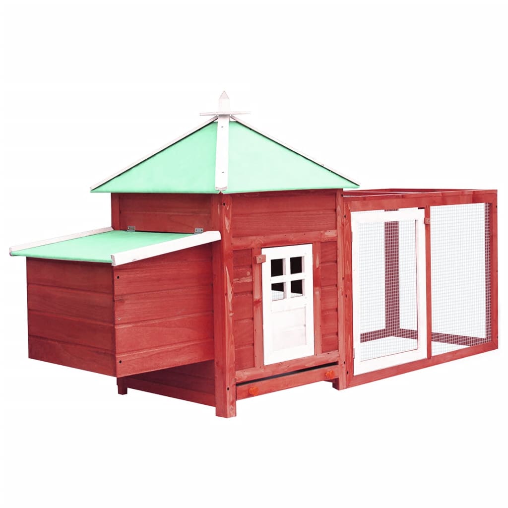 vidaXL Chicken Coop with Nest Box Red 76"x26.8"x40.9" Solid Firwood