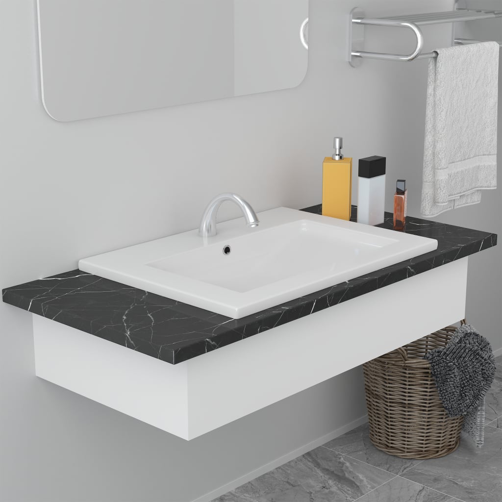 vidaXL Built-in Basin 24"x15.6"x7.3" Ceramic White