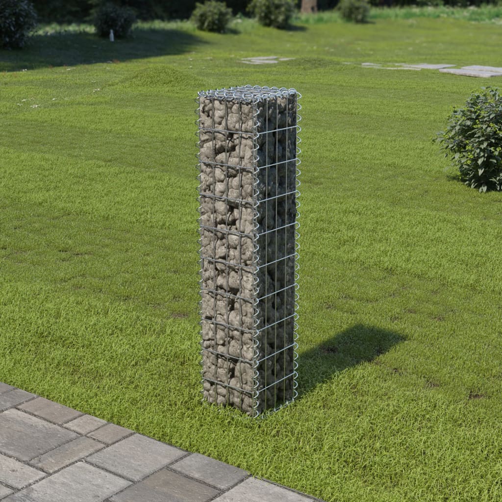 vidaXL Gabion Wall with Covers Galvanized Steel 7.87"x7.87"x39.4"