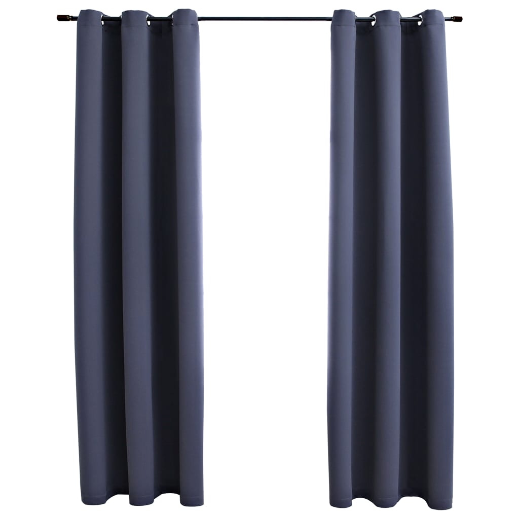 vidaXL Blackout Curtains with Rings 2 pcs Anthracite 37"x84" Fabric