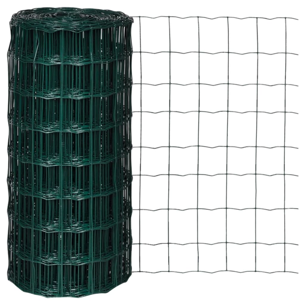 vidaXL Euro Fence Steel 32.8ft x 2.6ft Green