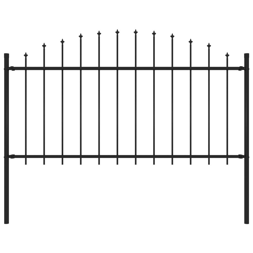 vidaXL Garden Fence with Spear Top Steel 5.6' Black