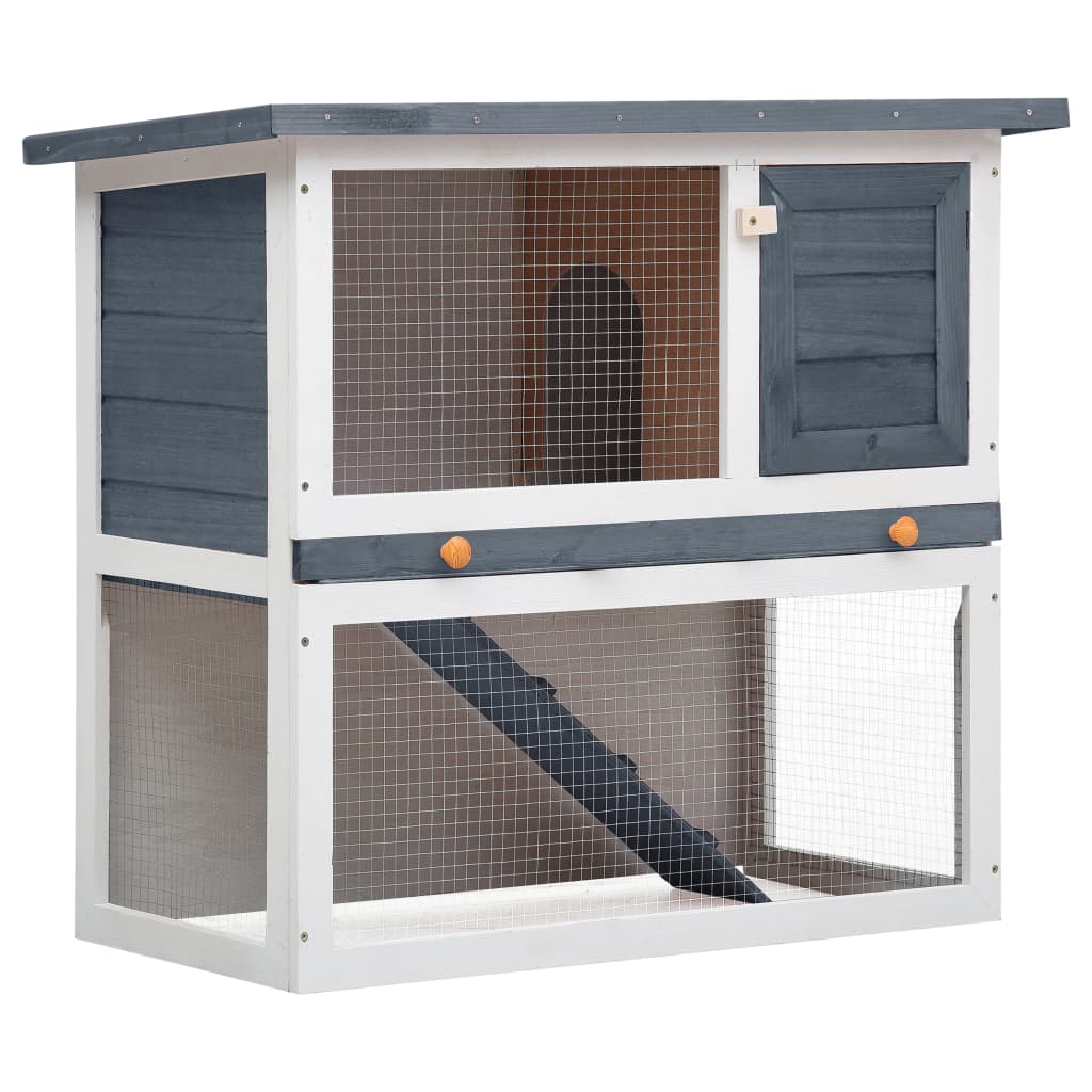 vidaXL Outdoor Rabbit Hutch 1 Door Gray Wood