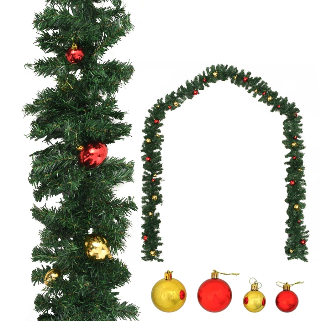 vidaXL Christmas Garland Decorated with Baubles 32.8'