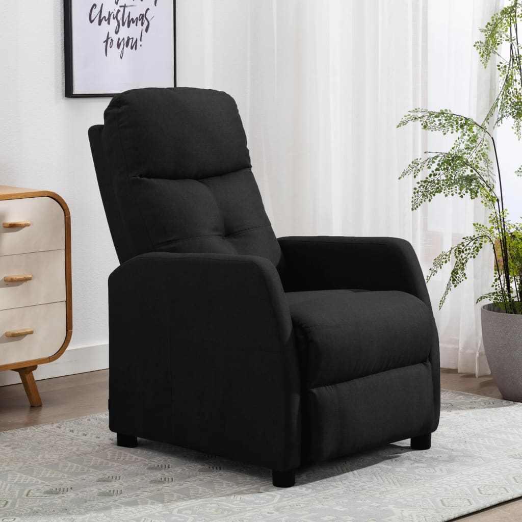 vidaXL Recliner Black Fabric