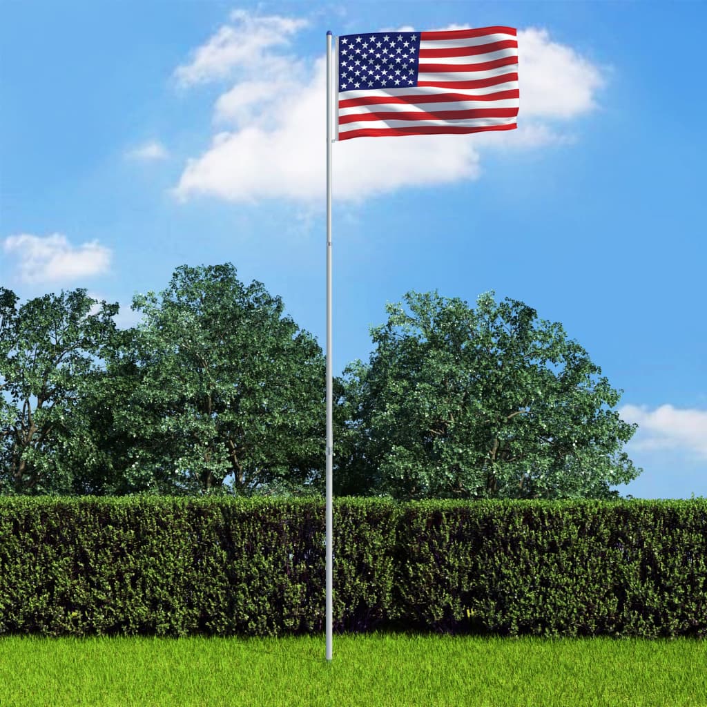 vidaXL US Flag and Pole Aluminum 236.2"