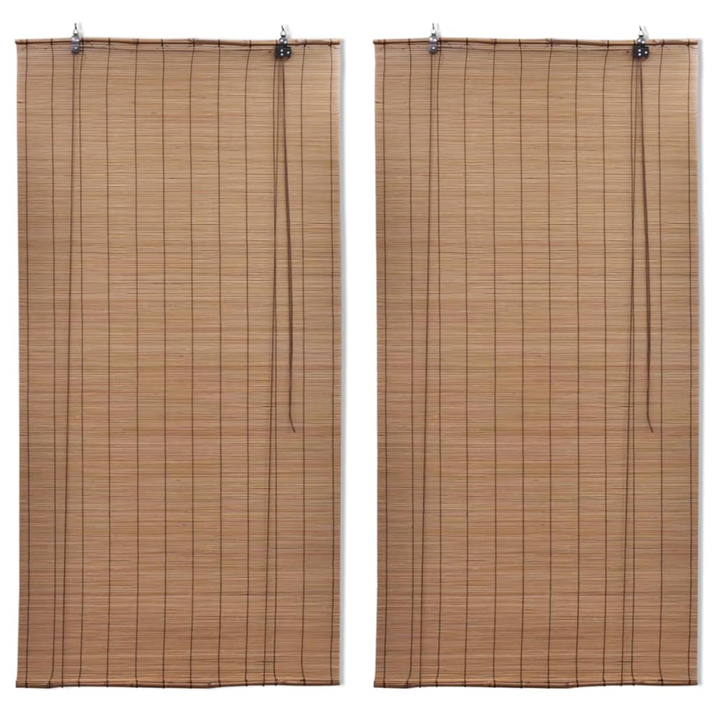 vidaXL Bamboo Roller Blinds 2 pcs Brown 47.2" x 86.8"