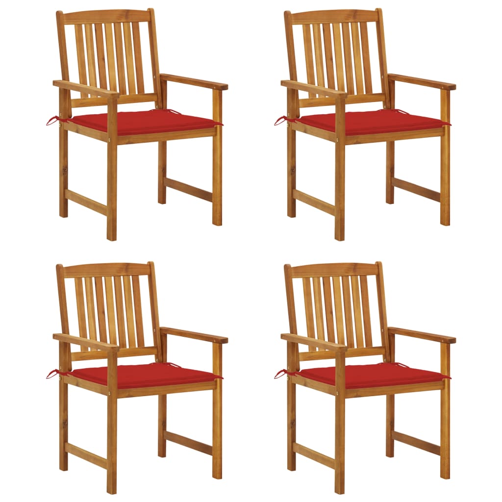 vidaXL Director's Chairs with Cushions 4 pcs Solid Acacia Wood