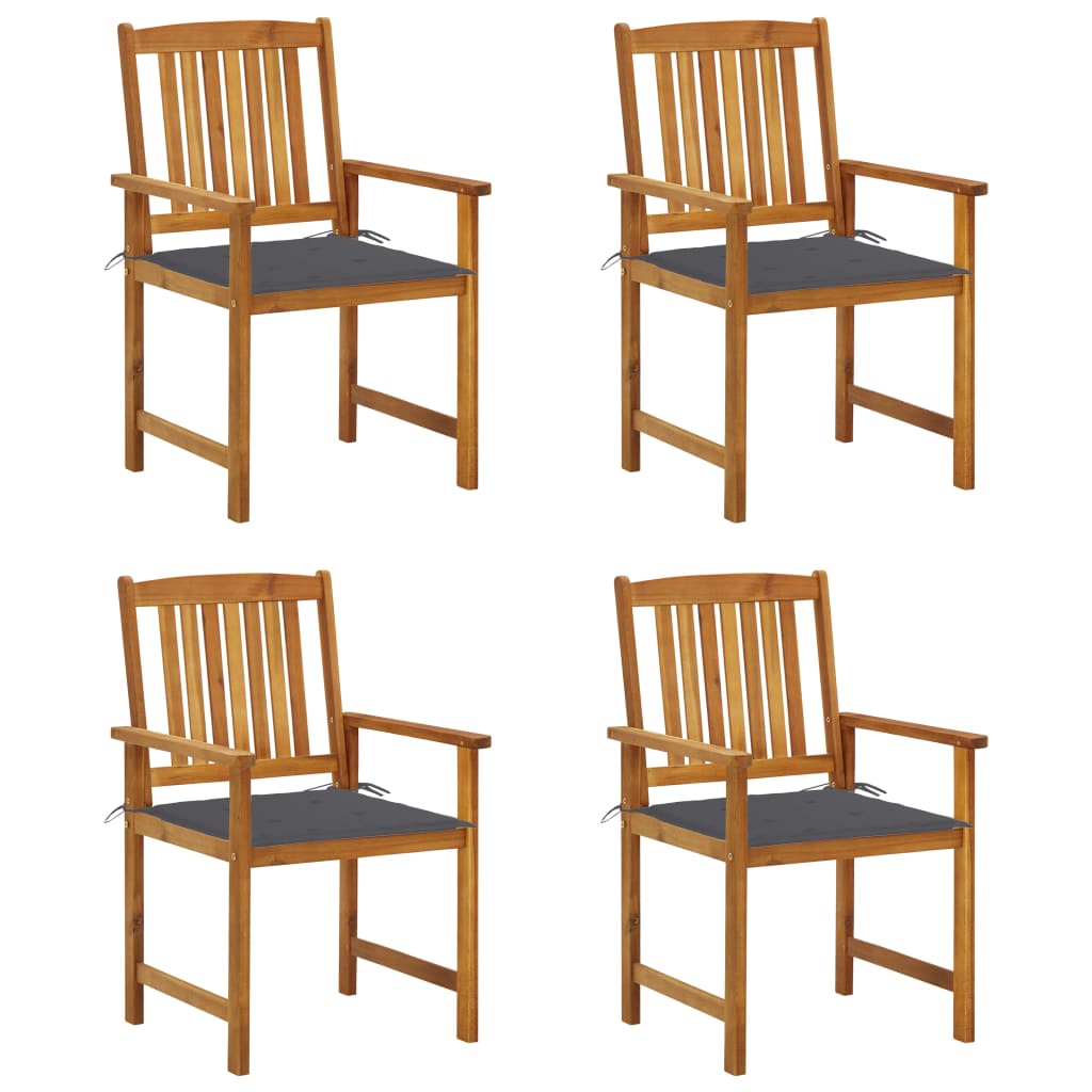 vidaXL Director's Chairs with Cushions 4 pcs Solid Acacia Wood