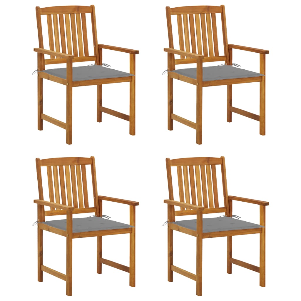 vidaXL Director's Chairs with Cushions 4 pcs Solid Acacia Wood