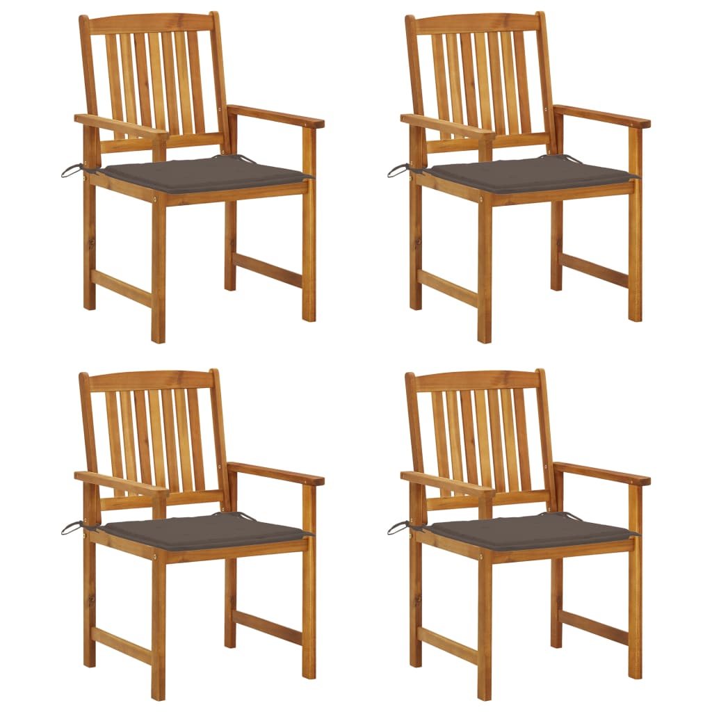 vidaXL Director's Chairs with Cushions 4 pcs Solid Acacia Wood