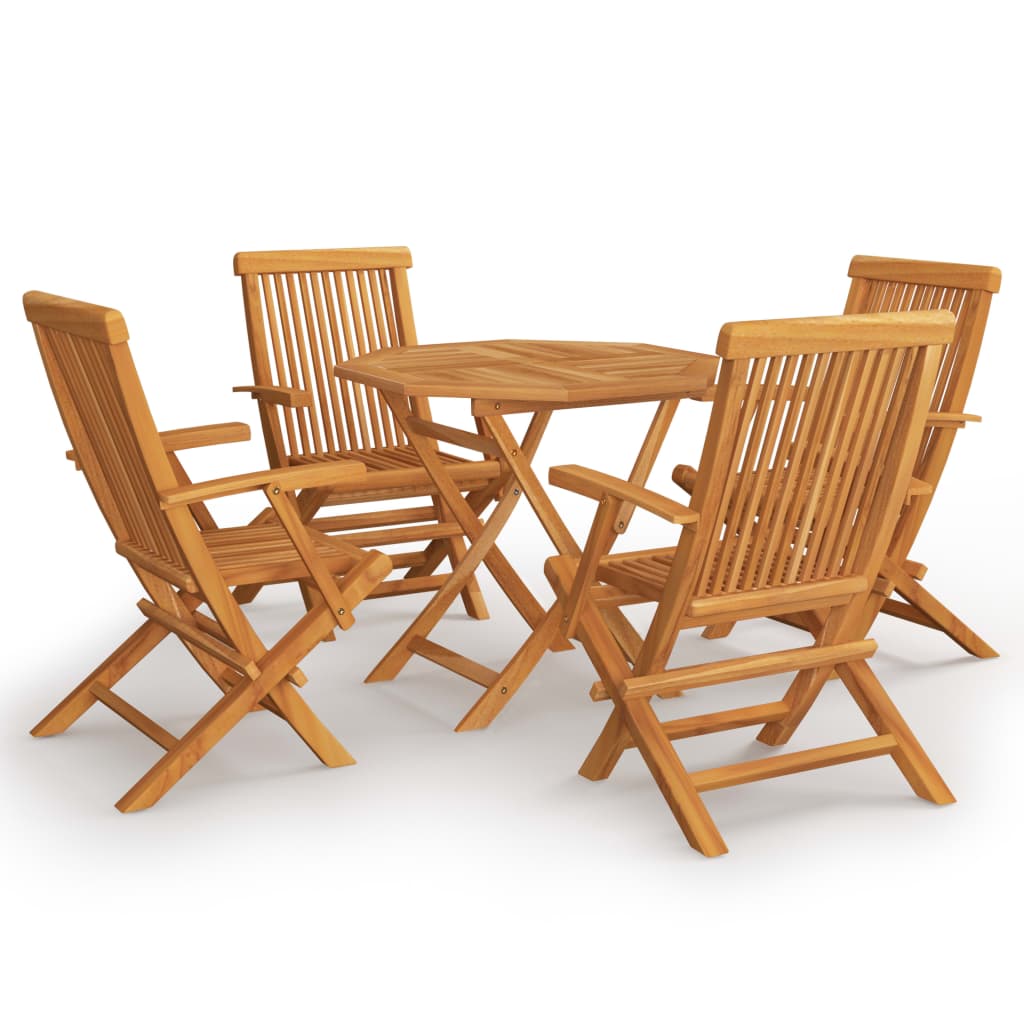 vidaXL 5 Piece Patio Dining Set Solid Teak Wood