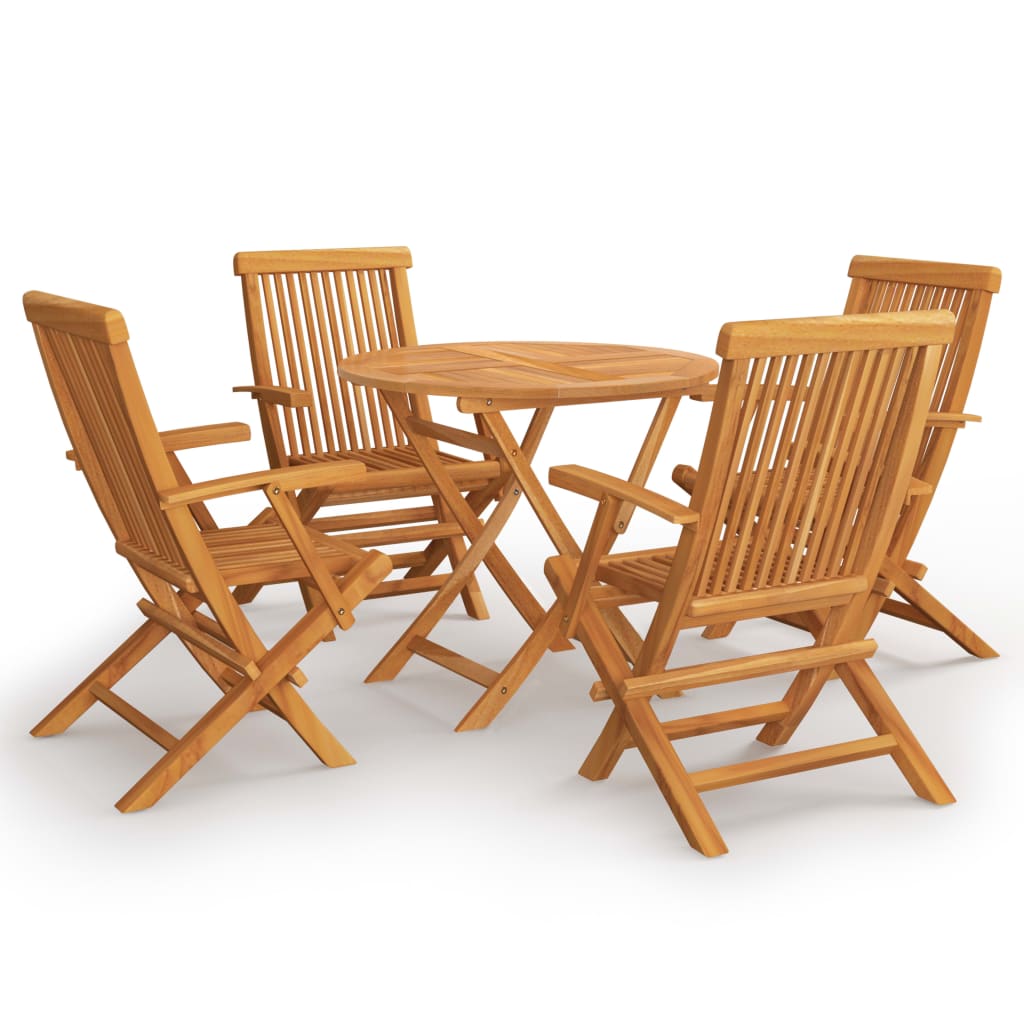 vidaXL 5 Piece Patio Dining Set Solid Teak Wood