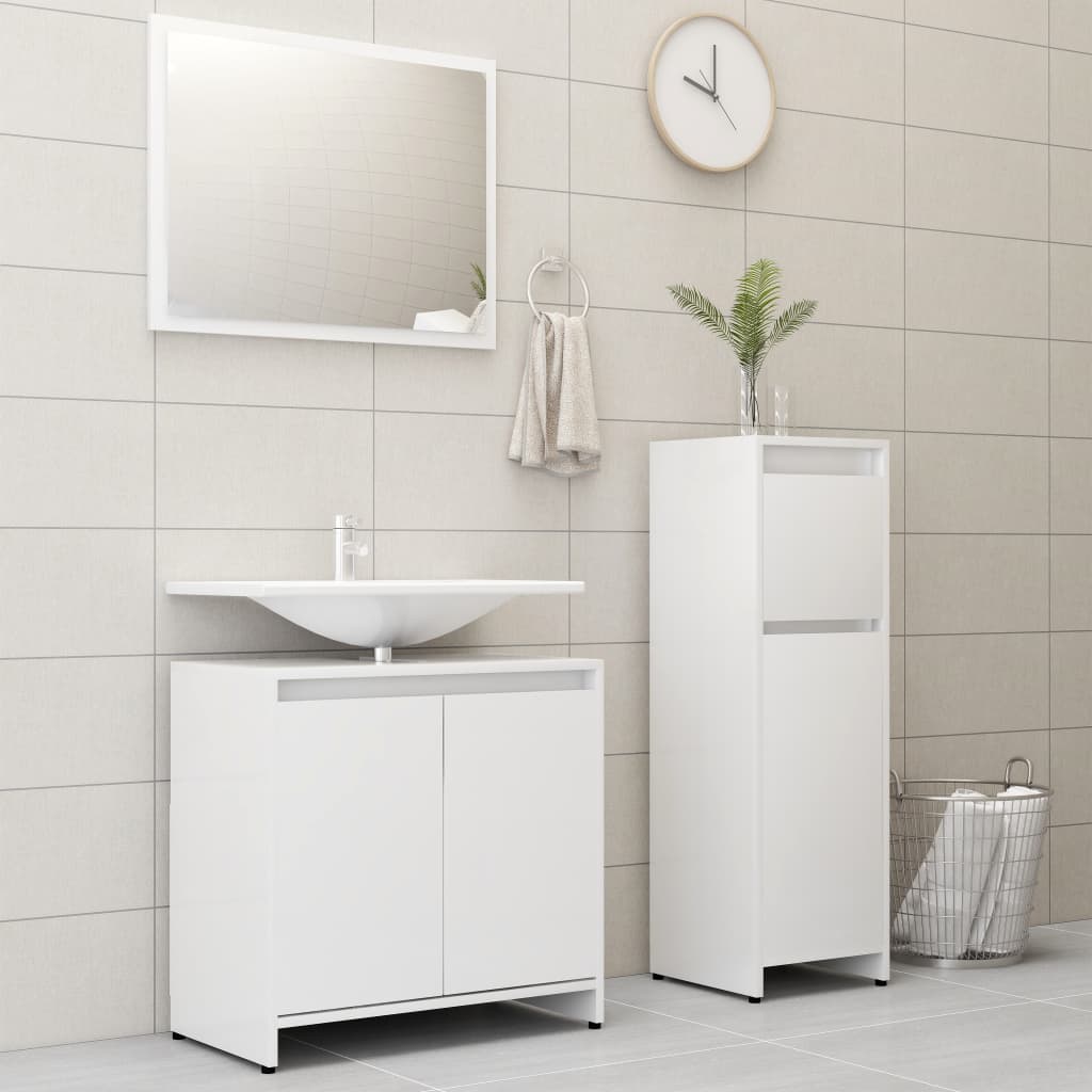 vidaXL 3 Piece Bathroom Furniture Set White Chipboard