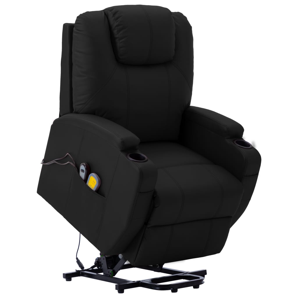 vidaXL Massage Stand-up Chair Black Faux Leather