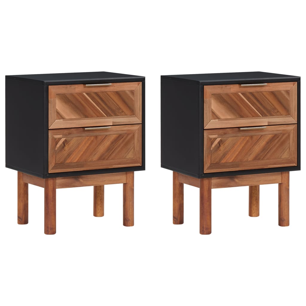 vidaXL Nightstands 2 pcs 15.7"x11.8"x20.9" Solid Acacia Wood and MDF