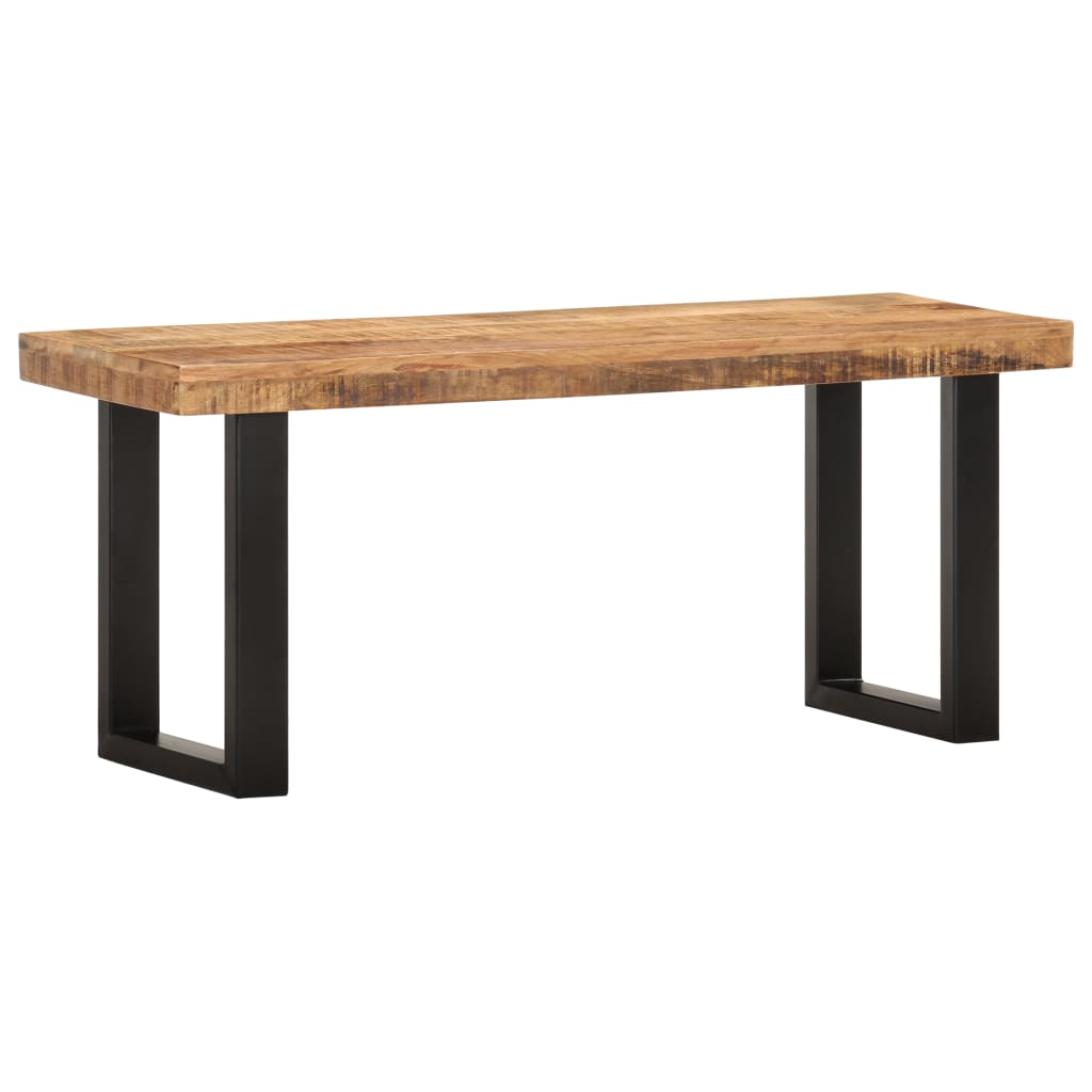 vidaXL Bench 43.3" Solid Rough Mango Wood and Steel