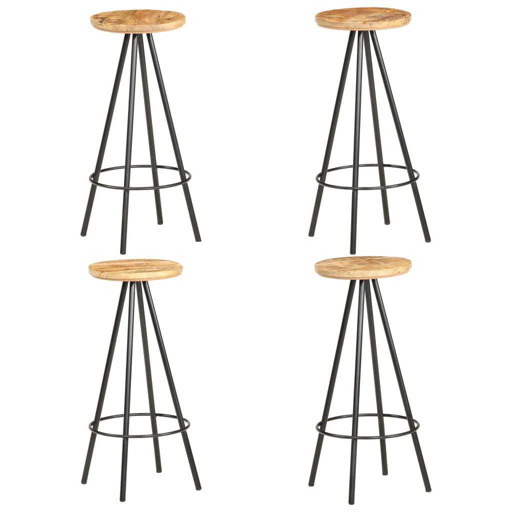 vidaXL Bar Stools 4 pcs Rough Mango Wood