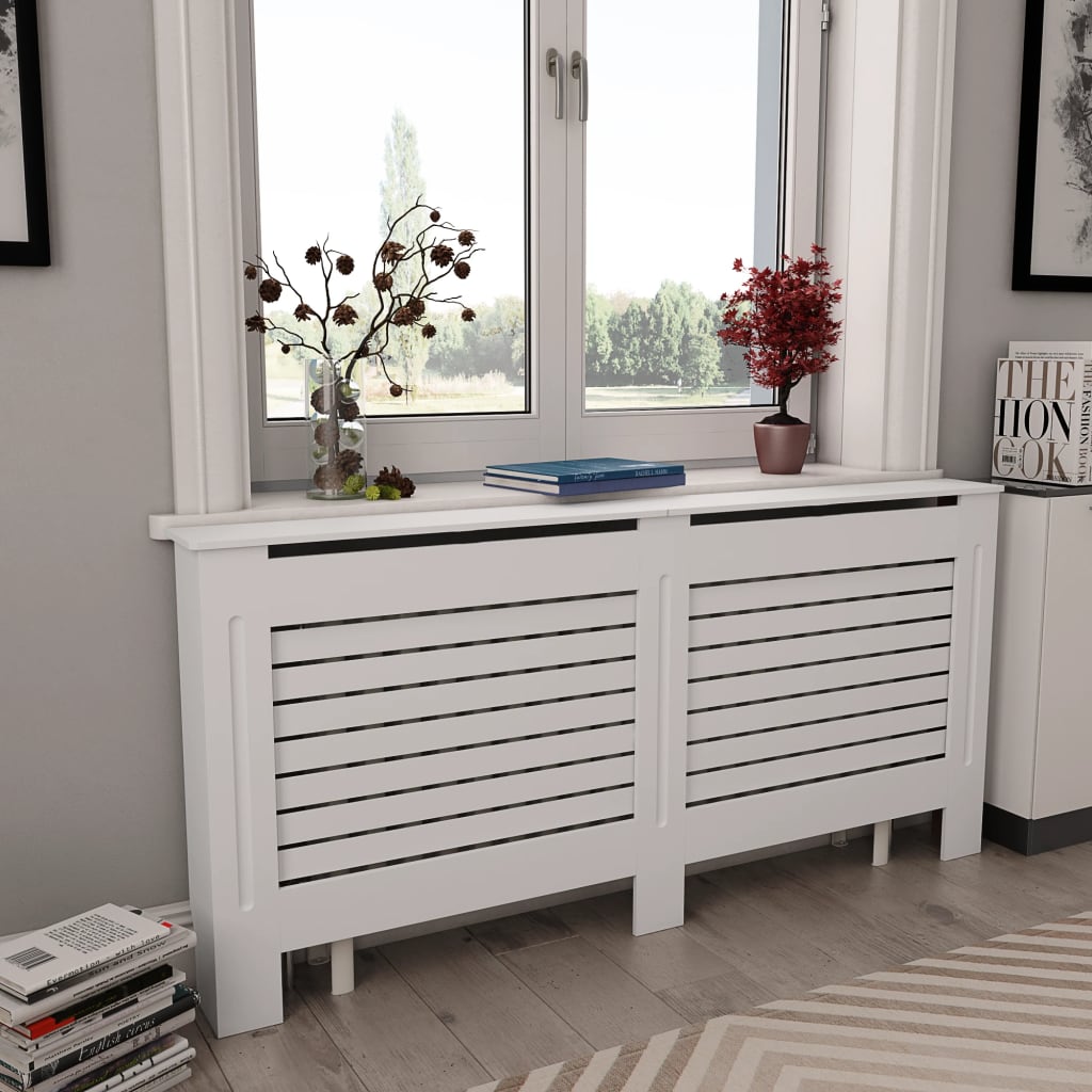 vidaXL Radiator Cover White 67.7"x7.5"x32.1" MDF