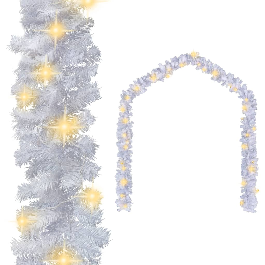 vidaXL Christmas Garland with LED Lights 787.4" White