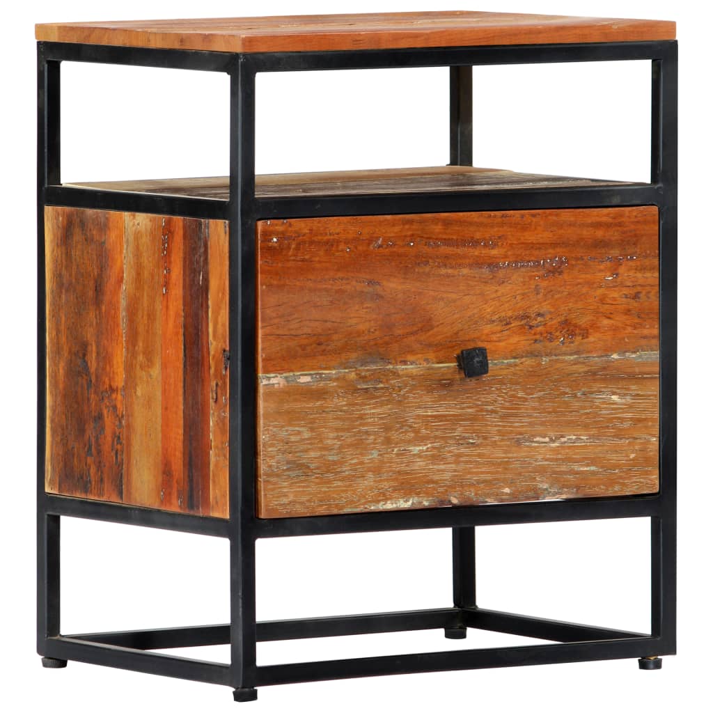 vidaXL Bedside Cabinet 15.8"x11.8"x19.7" Solid Reclaimed Wood and Steel