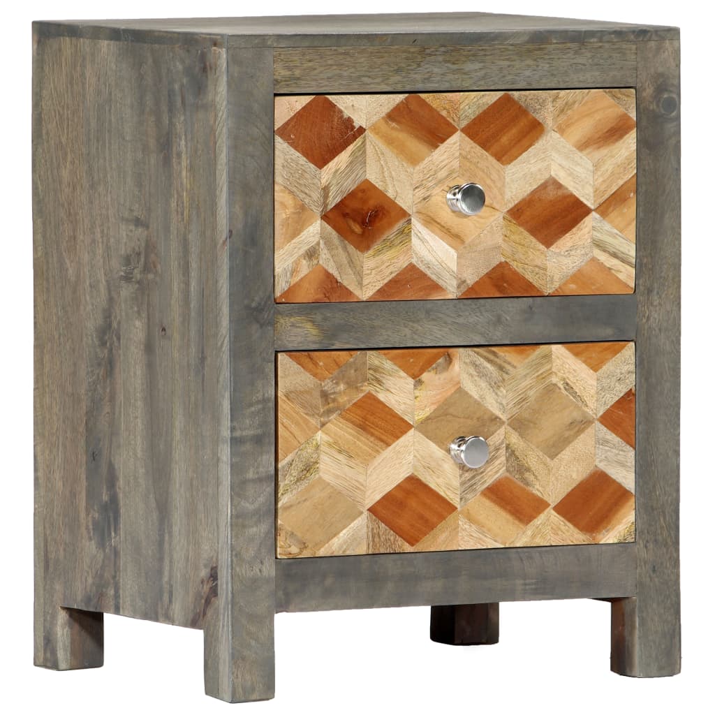 vidaXL Bedside Cabinet Gray 15.8"x11.8"x19.7" Solid Mango Wood