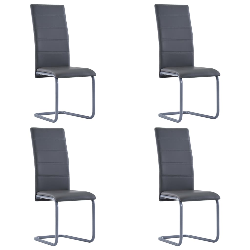 282094 vidaXL Cantilever Dining Chairs 4 pcs Gray Faux Leather