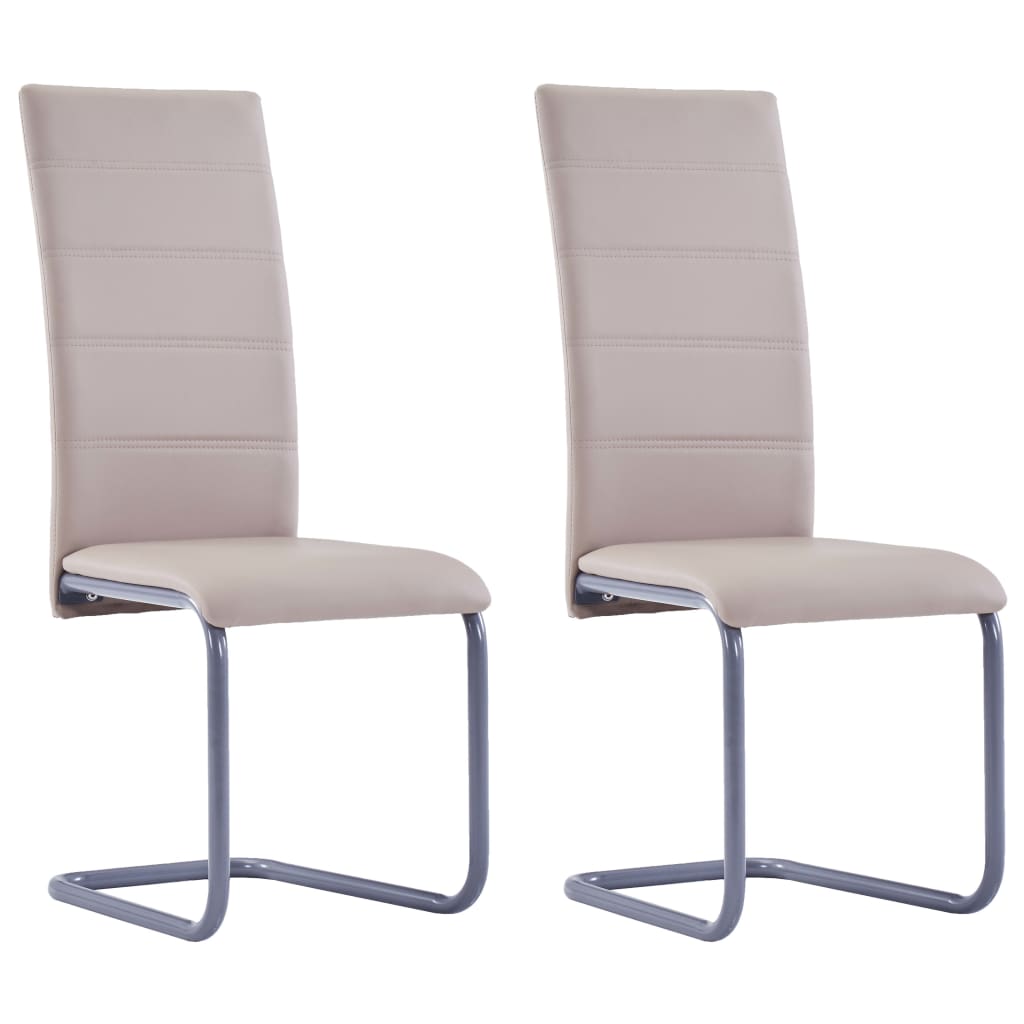 282099 vidaXL Cantilever Dining Chairs 2 pcs Cappuccino Faux Leather