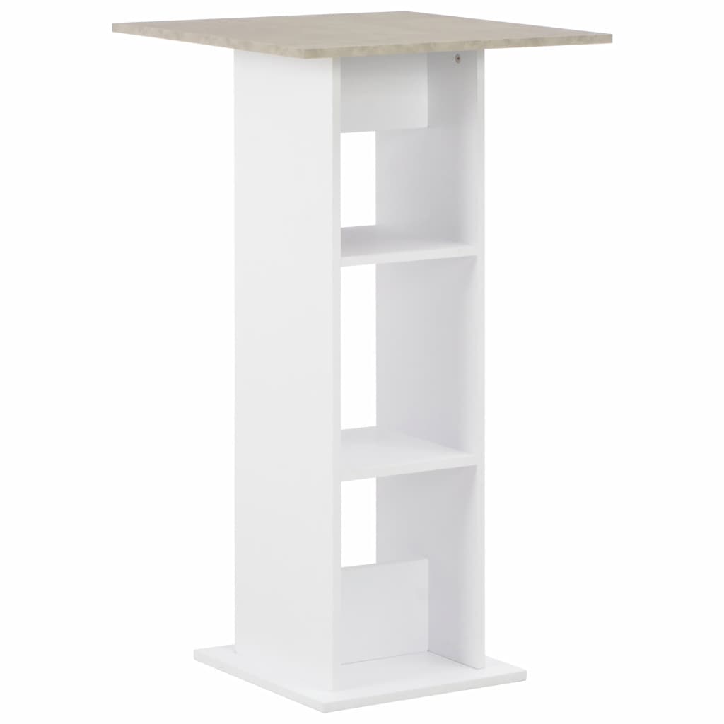 vidaXL Bar Table White and Concrete 23.62"x23.62"x43.31"