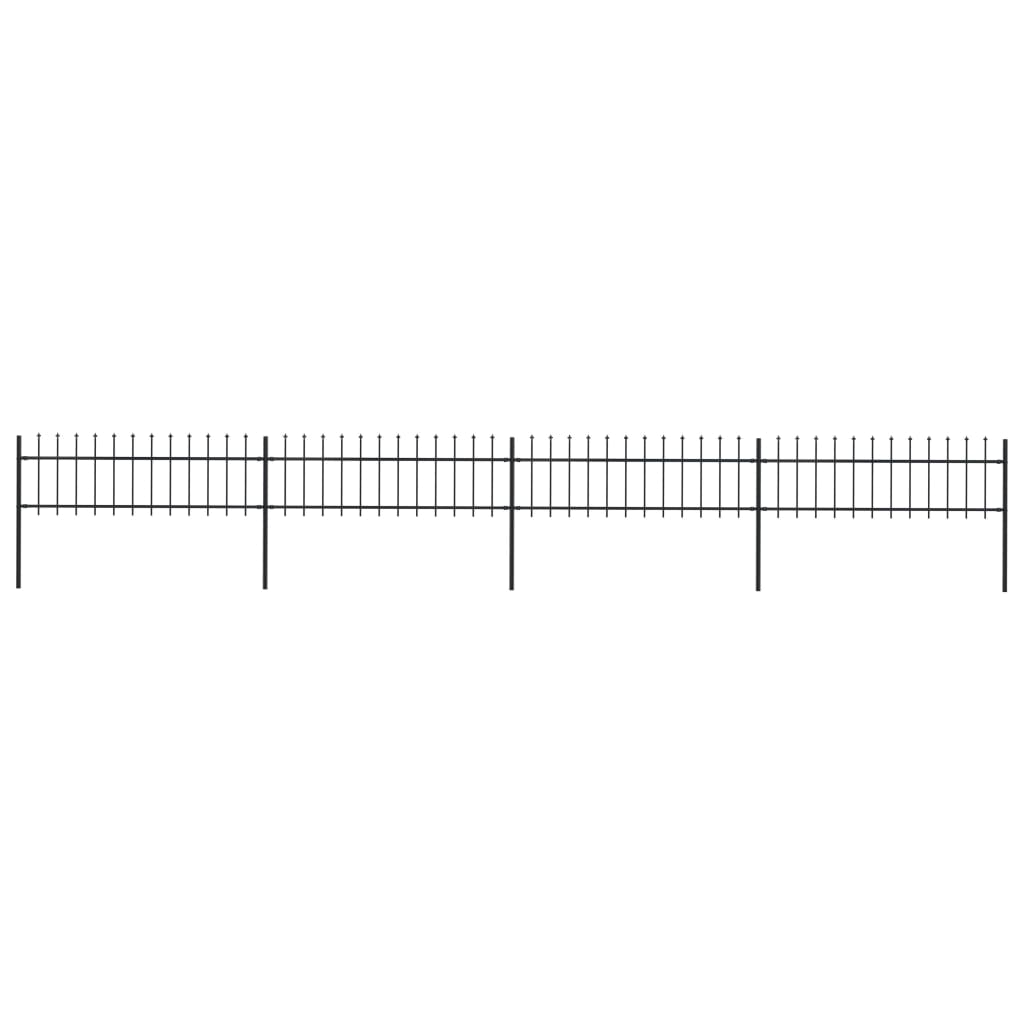 vidaXL Garden Fence with Spear Top Steel 267.7"x23.6" Black