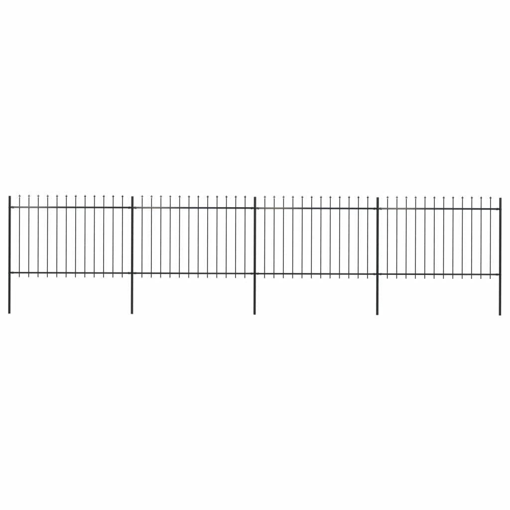 vidaXL Garden Fence with Spear Top Steel 267.7"x47.2" Black