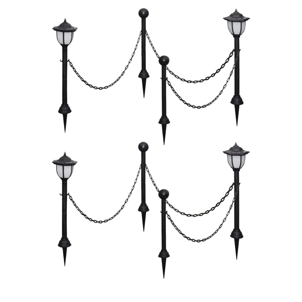 vidaXL Solar Lights 4 pcs with Chain Fence and Poles