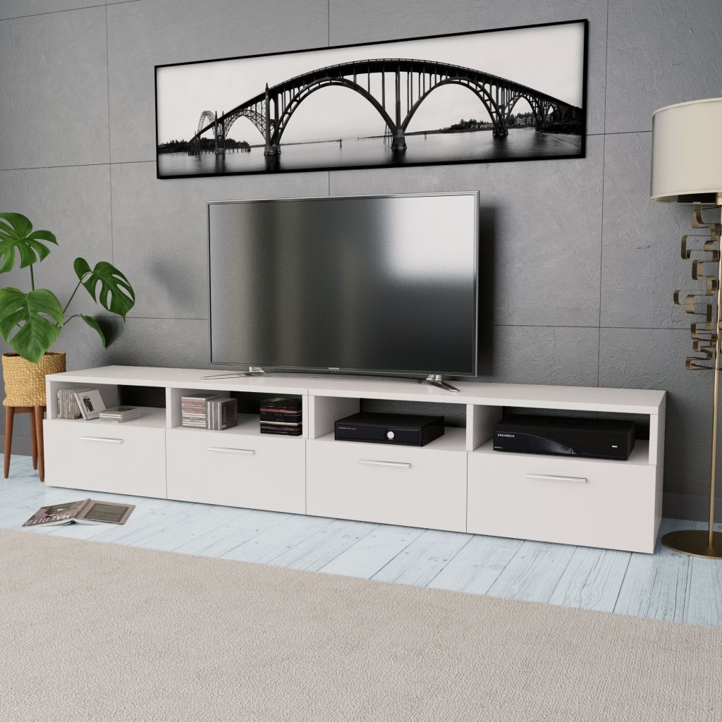 vidaXL TV Cabinets 2 pcs Chipboard 37.4"x13.8"x14.2" White