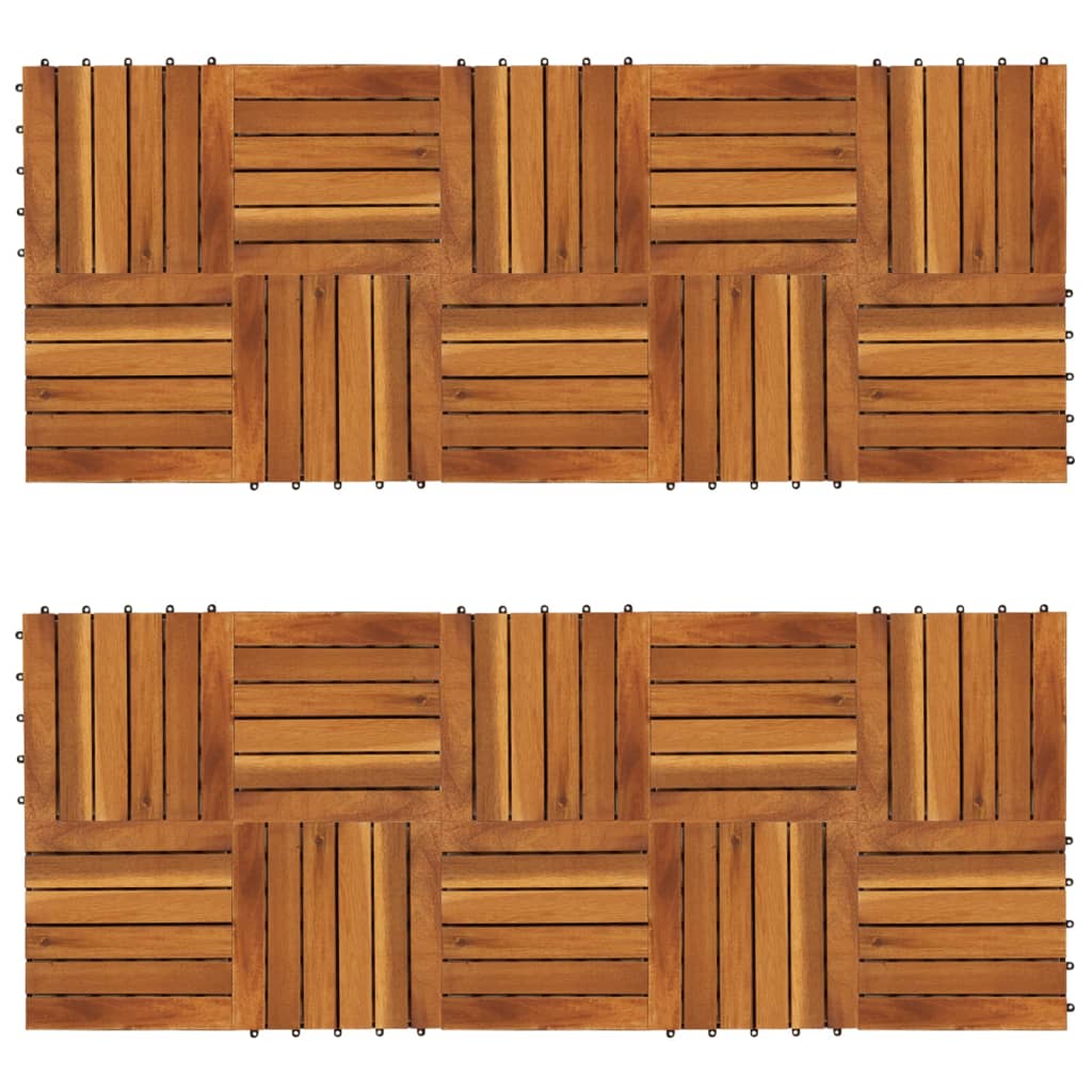 vidaXL Decking Tiles Vertical Pattern 11.8"x11.8" Acacia Set of 20