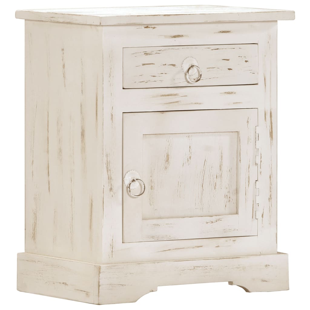 vidaXL Bedside Cabinet White 15.7"x11.8"x19.6" Solid Mango Wood