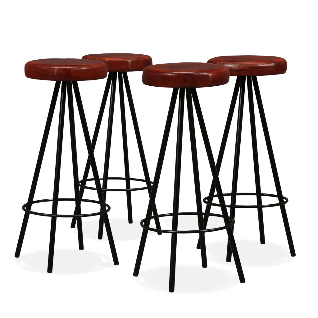 vidaXL Bar Stools 4 pcs Real Leather